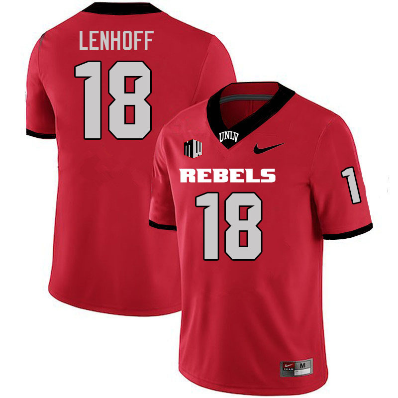 Men #18 Lucas Lenhoff UNLV Rebels College Football Jerseys Stitched-Scarlet